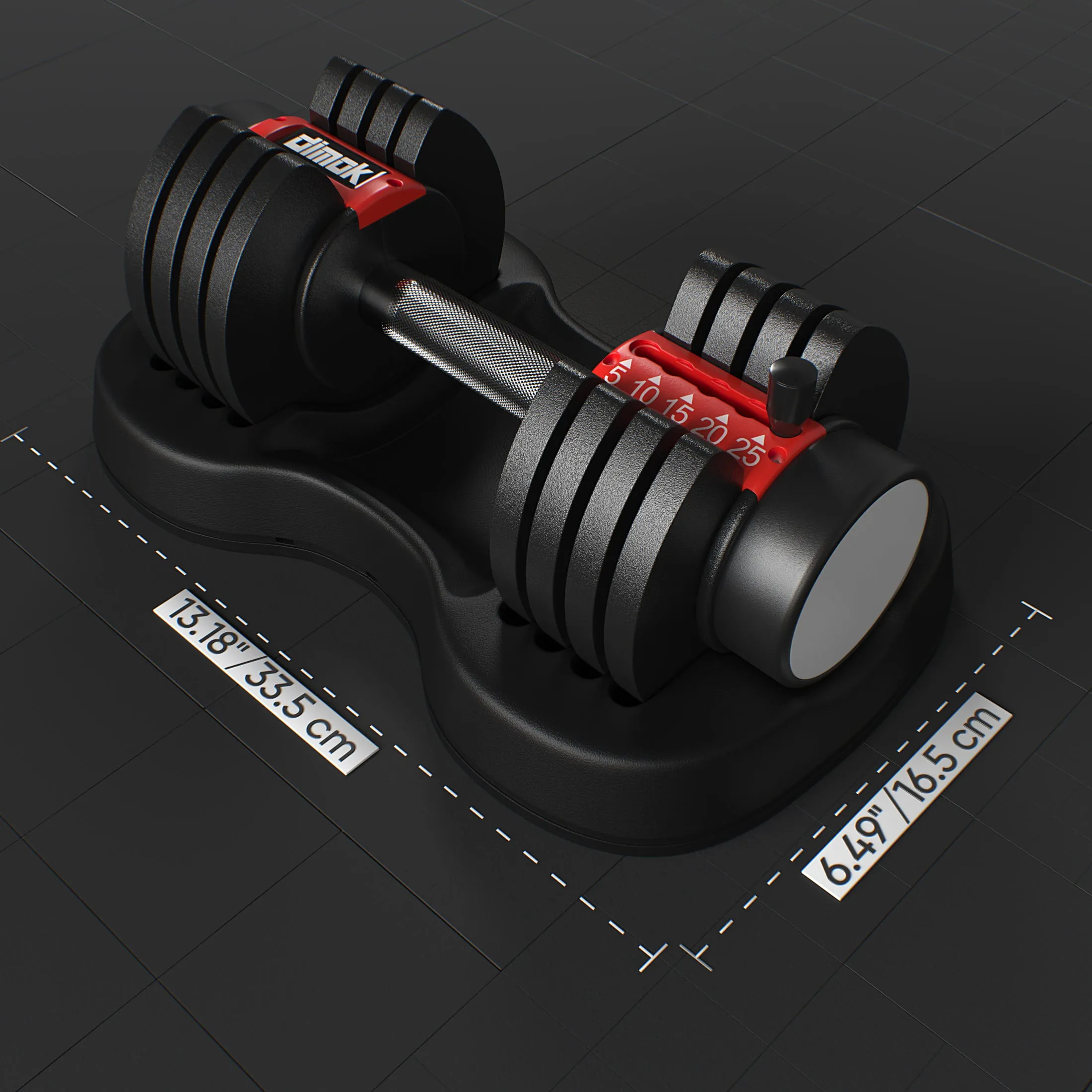 12.5-25 lb dimok Adjustable Dumbbell Weights (Plates, Anti-Slip Handle - Home Gym Exercise Full Body Workout (Single)
