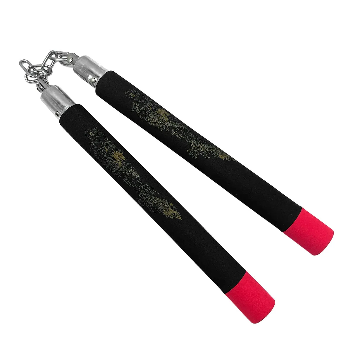 12" Black Dragon Foam Nunchucks w/ Metal Chain