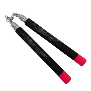 12" Black Dragon Foam Nunchucks w/ Metal Chain