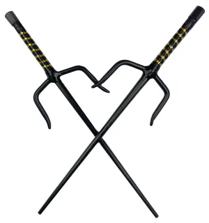 21" Black Sai with blackgold plastic wrapped handle.
