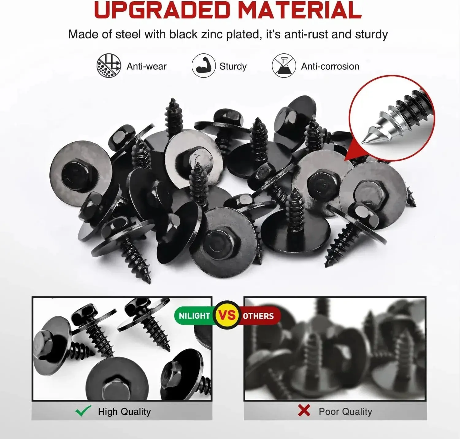 25 Pcs Head 7.8mm Hole 4.8mm Engine Shields Splash Guard Bumper Hex Head Sems Screws 07-14-7-129-160 For BMW 128i 135i 228i 228iX 230i 525i 525xi 528i 528xi