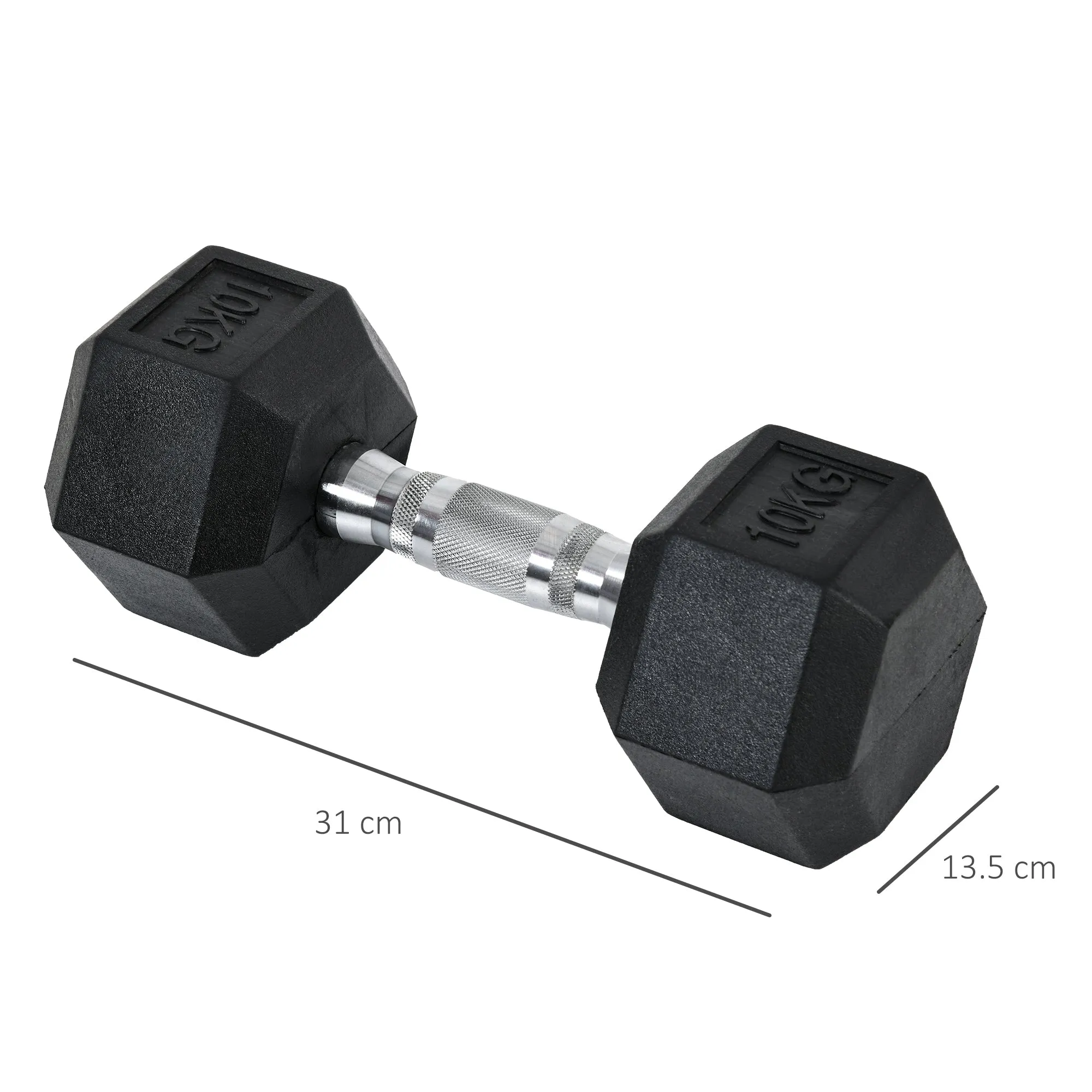 2x10kg Hex Dumbbells Set Rubber Dumbbells Weight Lifting Equipment Fitness Home Gym
