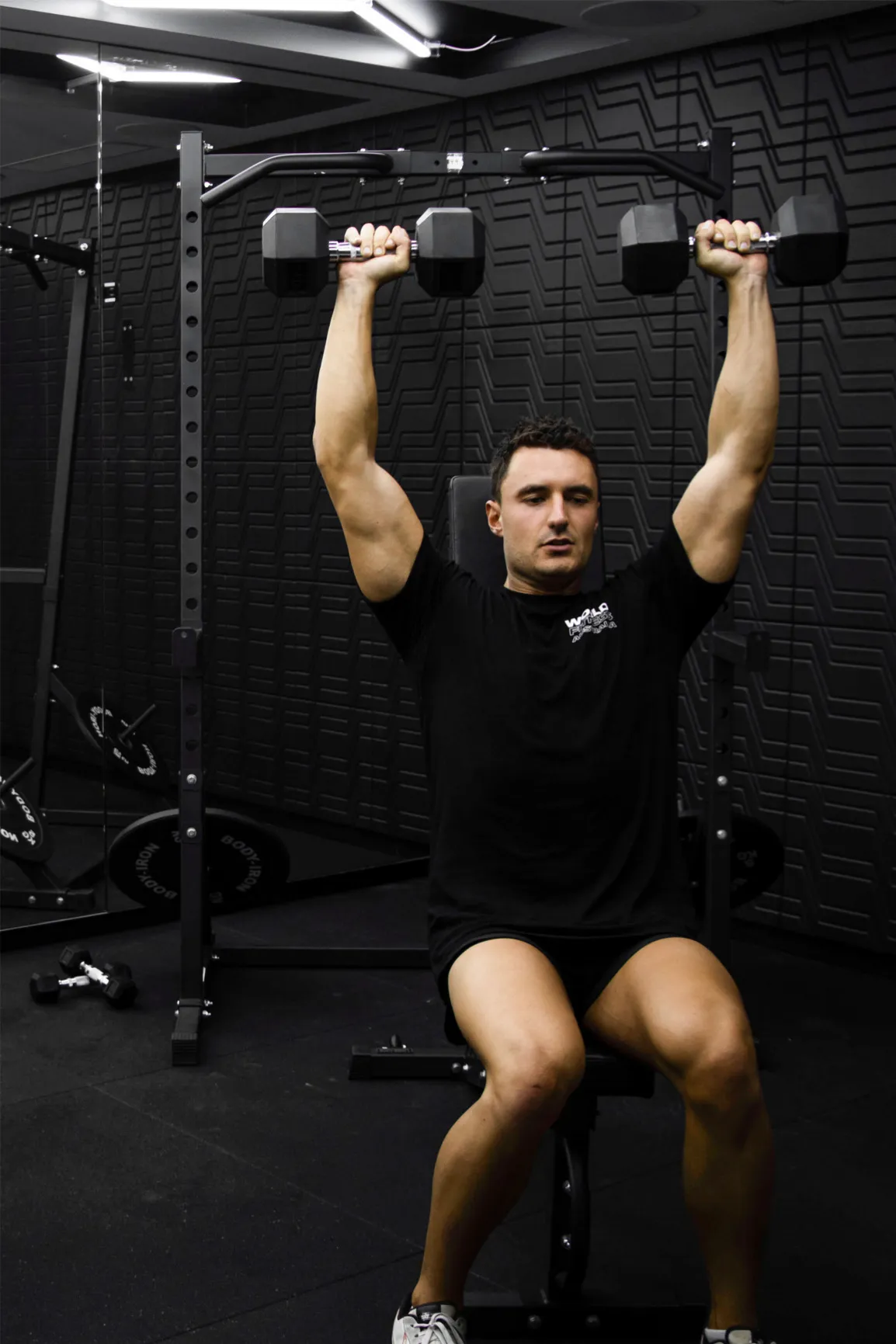 32.5kg Body Iron Commercial Rubber Hex Dumbbell Pair