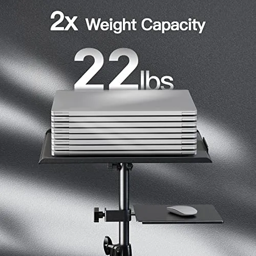 Amada Projector Stand with Wheels, Laptop Tripod Stand with Bag, Rolling Laptop Stand with Mouse Tray, Height Adjustable Projector Tripod Stand for Laptop, Projector, DJ, Sheet Music, AMPS05