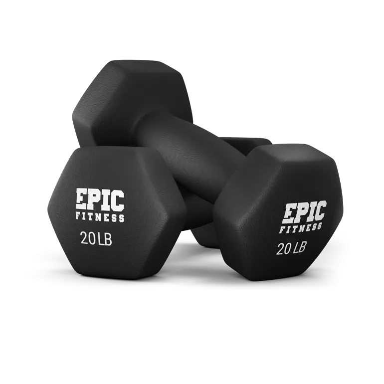 Black Neoprene Coated Hex Dumbbell Pairs