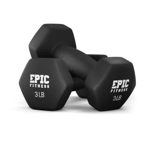 Black Neoprene Coated Hex Dumbbell Pairs