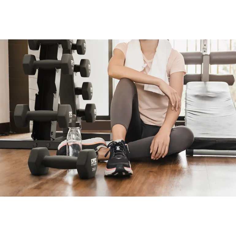 Black Neoprene Coated Hex Dumbbell Pairs