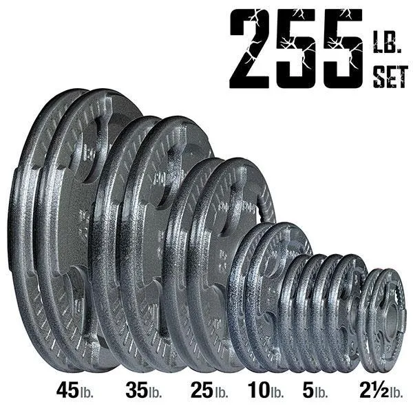 Body Solid 255 lb Gray Cast Iron Grip Olympic Plate Set