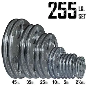 Body Solid 255 lb Gray Cast Iron Grip Olympic Plate Set