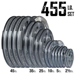 Body Solid 455 lb Gray Cast Iron Grip Olympic Plate Set