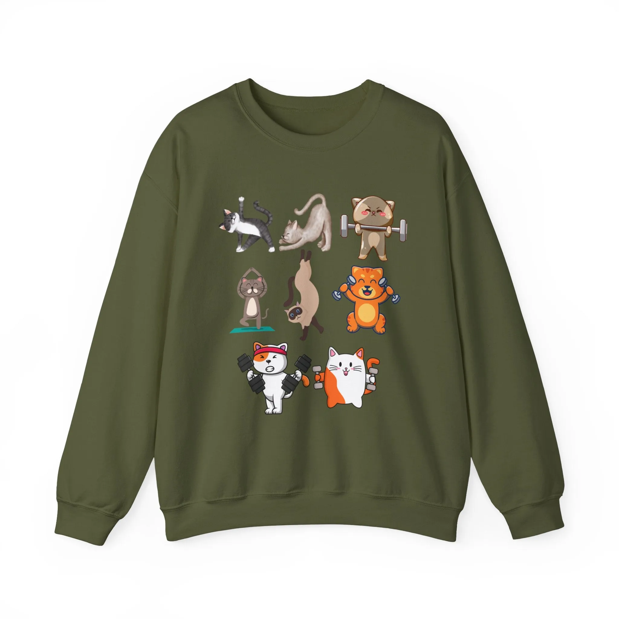 Funny Cat Pullover for Cat Lover gift for Fitness Lover gift for Gym Lover Cats Working out Sweat Shirt