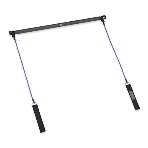 Gaiam Restore Pilates Bar Reformer Kit - Home Fitness Equipment for Total Body Workout - Includes Bar, Two 30-Inch Resistance Band Cords with Attached Foot Strap Loops - Exercise Guide Included