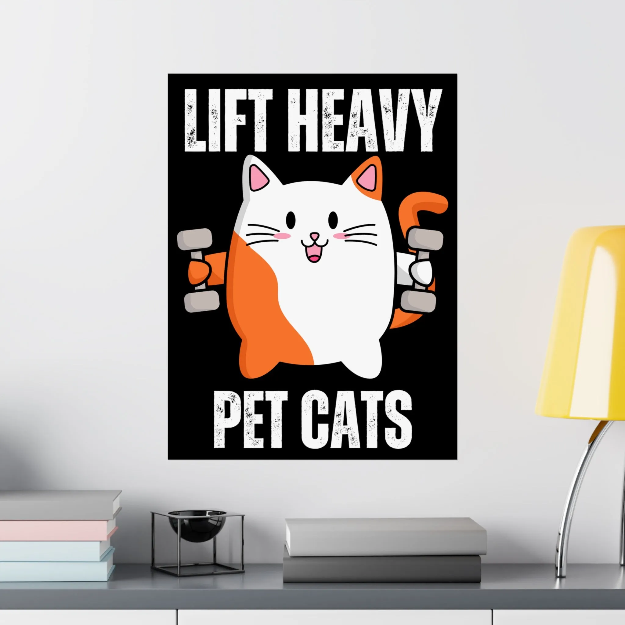 Gym Poster Decor Workout Posters for Fitness Lover gift for Gym Rat Sport Posters Funny Cat Wall Art for Gymnasts gifts Lift Heavy Pets CATS
