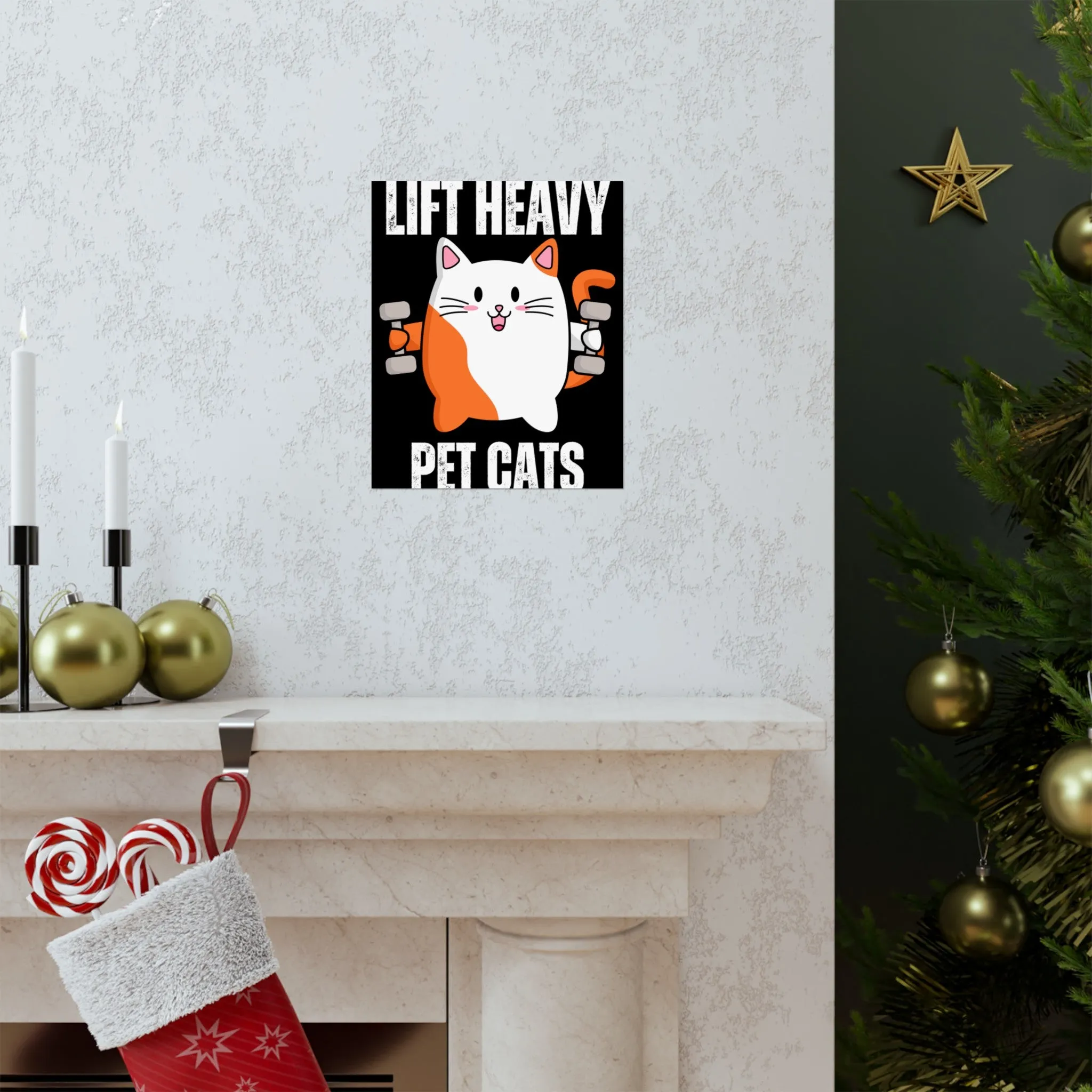 Gym Poster Decor Workout Posters for Fitness Lover gift for Gym Rat Sport Posters Funny Cat Wall Art for Gymnasts gifts Lift Heavy Pets CATS