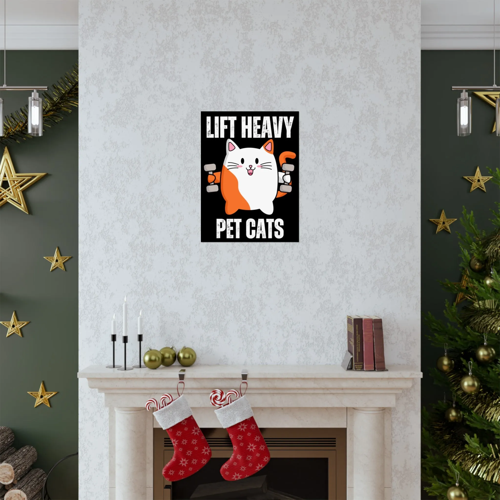 Gym Poster Decor Workout Posters for Fitness Lover gift for Gym Rat Sport Posters Funny Cat Wall Art for Gymnasts gifts Lift Heavy Pets CATS