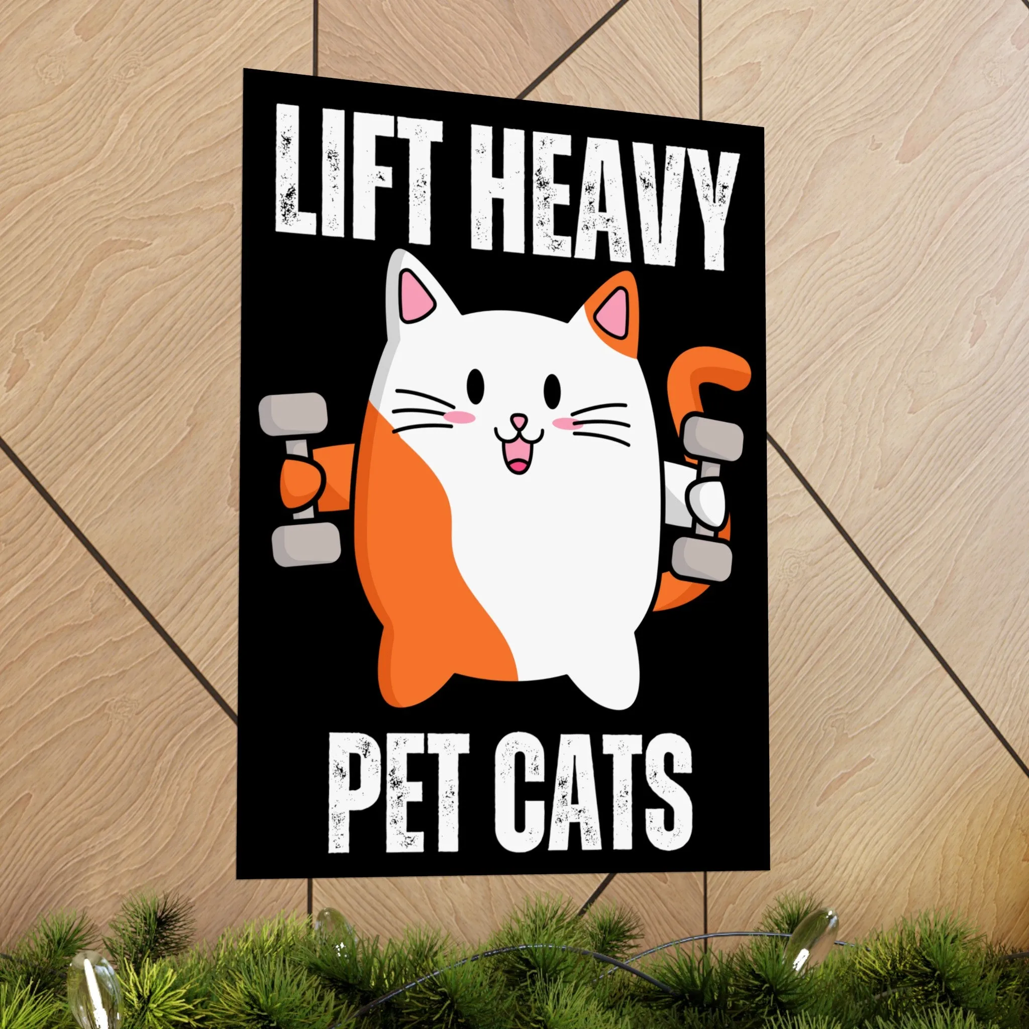 Gym Poster Decor Workout Posters for Fitness Lover gift for Gym Rat Sport Posters Funny Cat Wall Art for Gymnasts gifts Lift Heavy Pets CATS