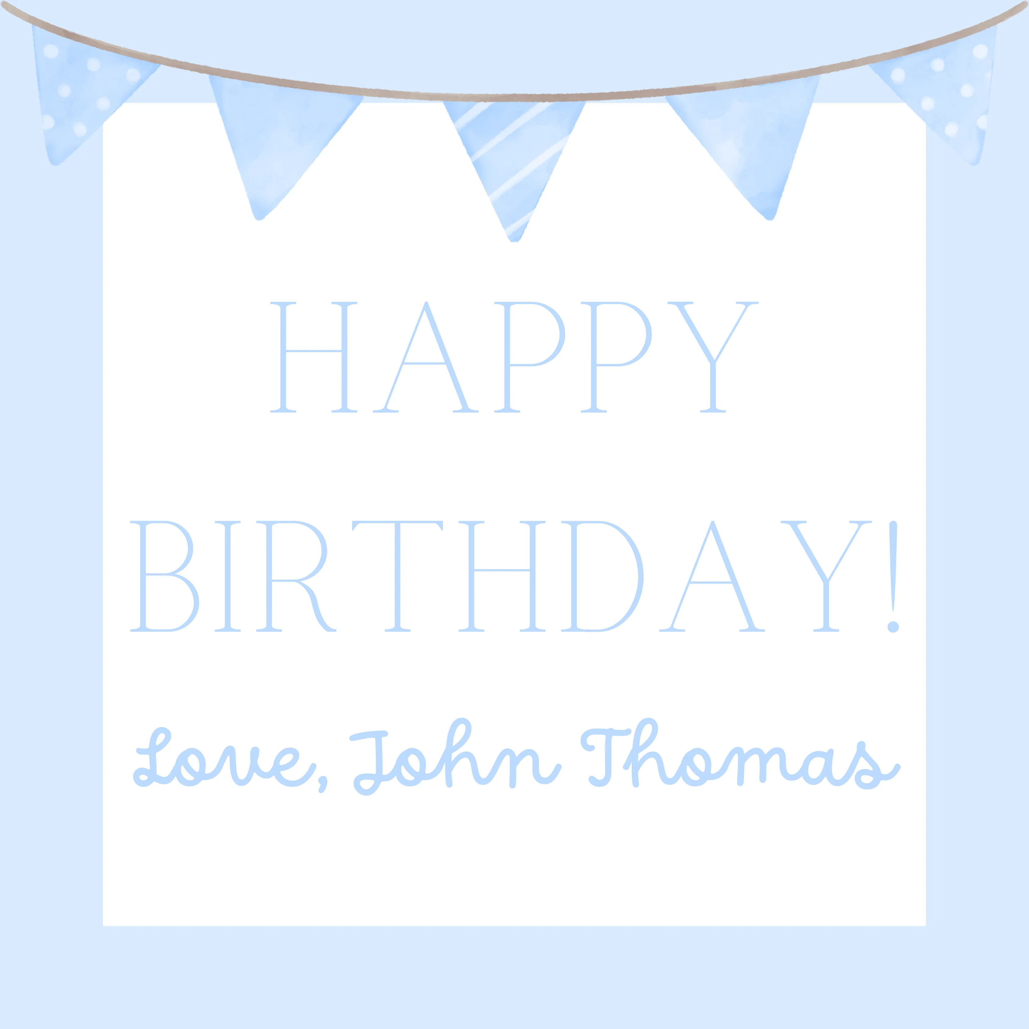 Happy Birthday! Blue Flags Gift Tag - Customizable - Digital Download