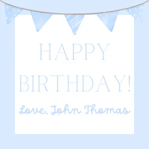 Happy Birthday! Blue Flags Gift Tag - Customizable - Digital Download