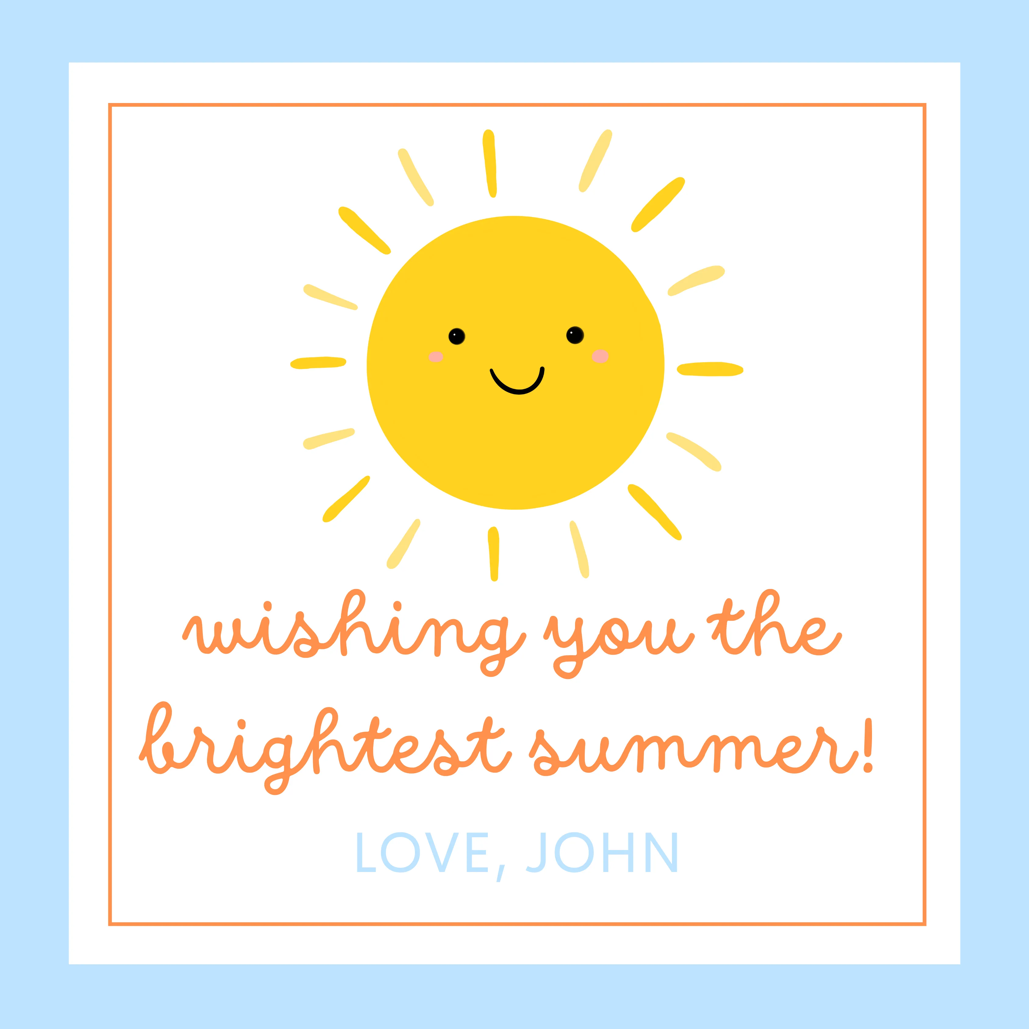 Happy Summer Gift Tag - Customizable - Digital Download