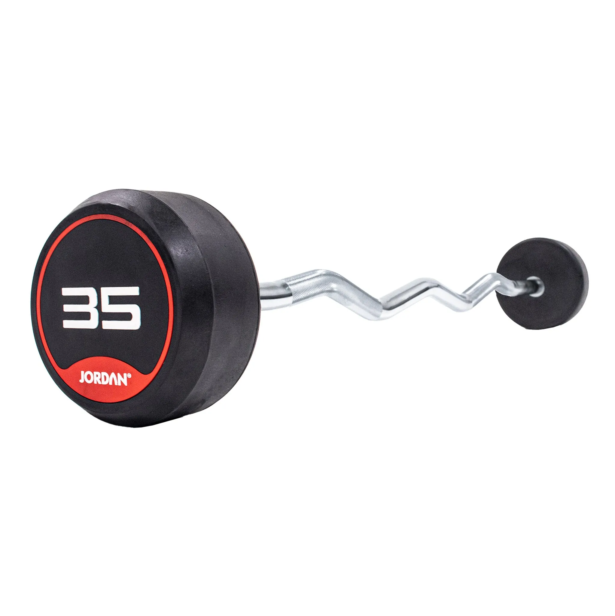 JORDAN® Rubber Barbells - Curl Bar (Red)