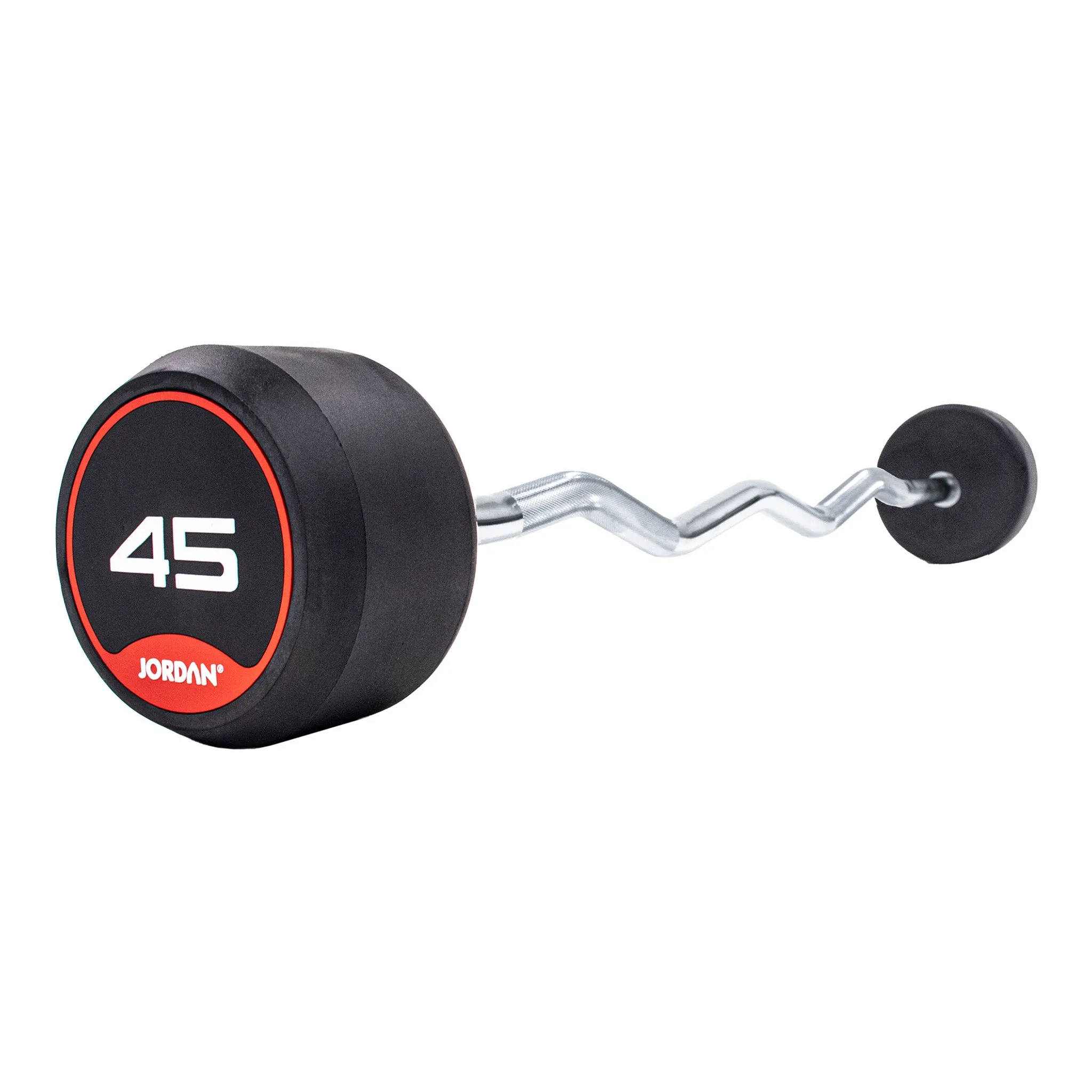 JORDAN® Rubber Barbells - Curl Bar (Red)