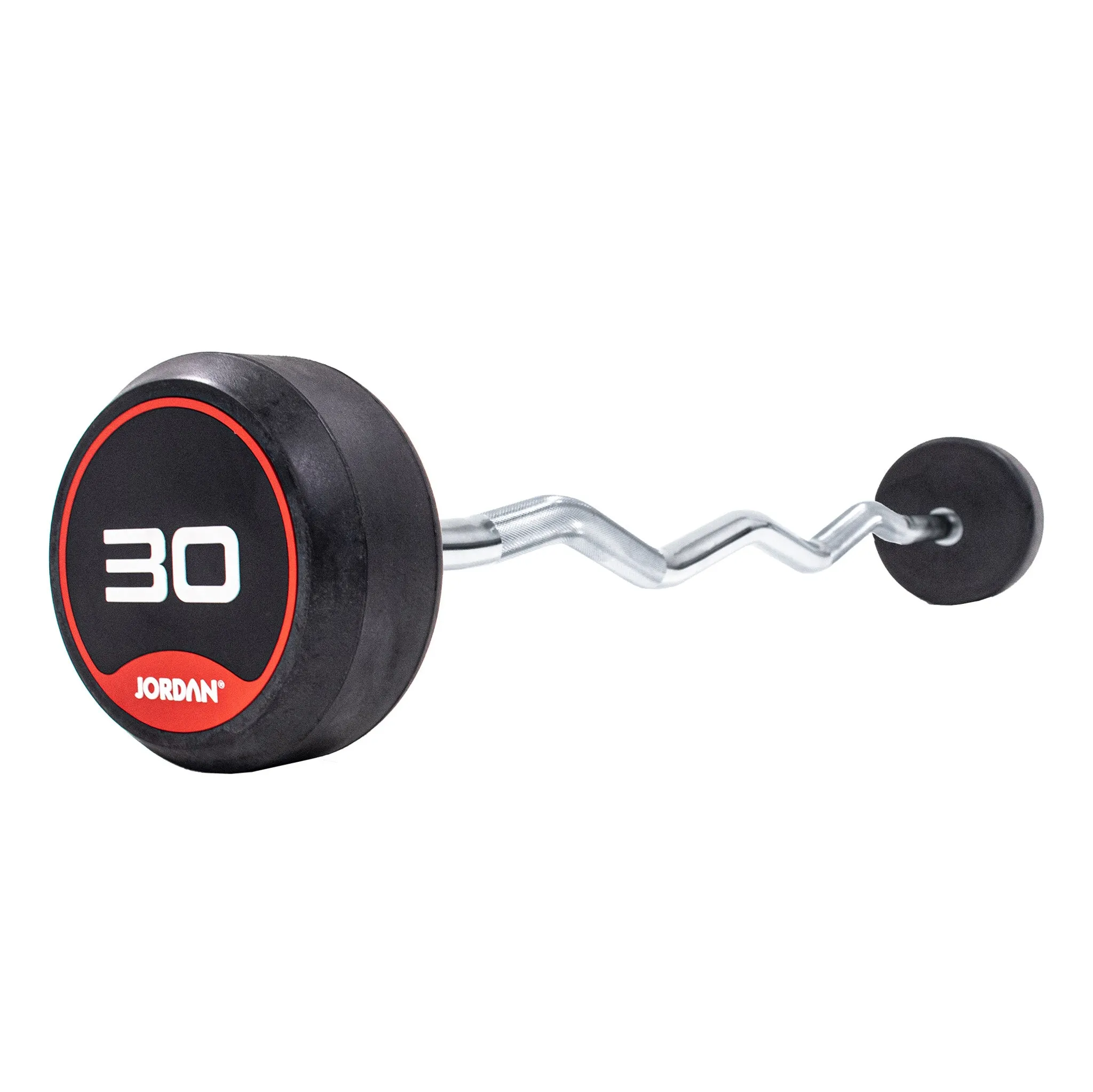 JORDAN® Rubber Barbells - Curl Bar (Red)