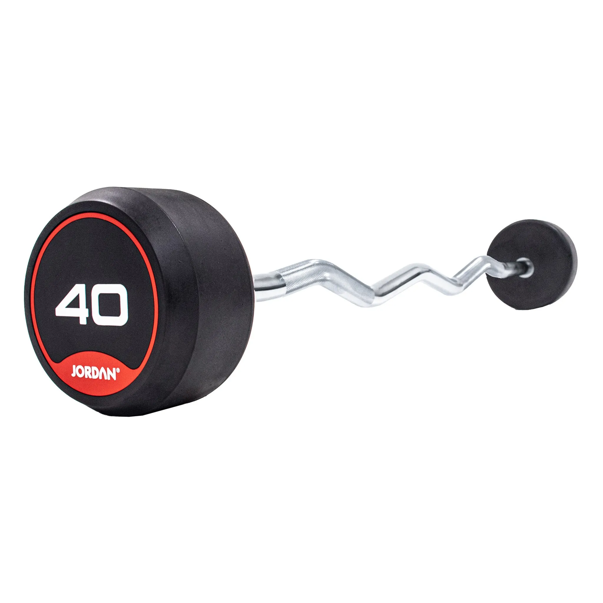 JORDAN® Rubber Barbells - Curl Bar (Red)
