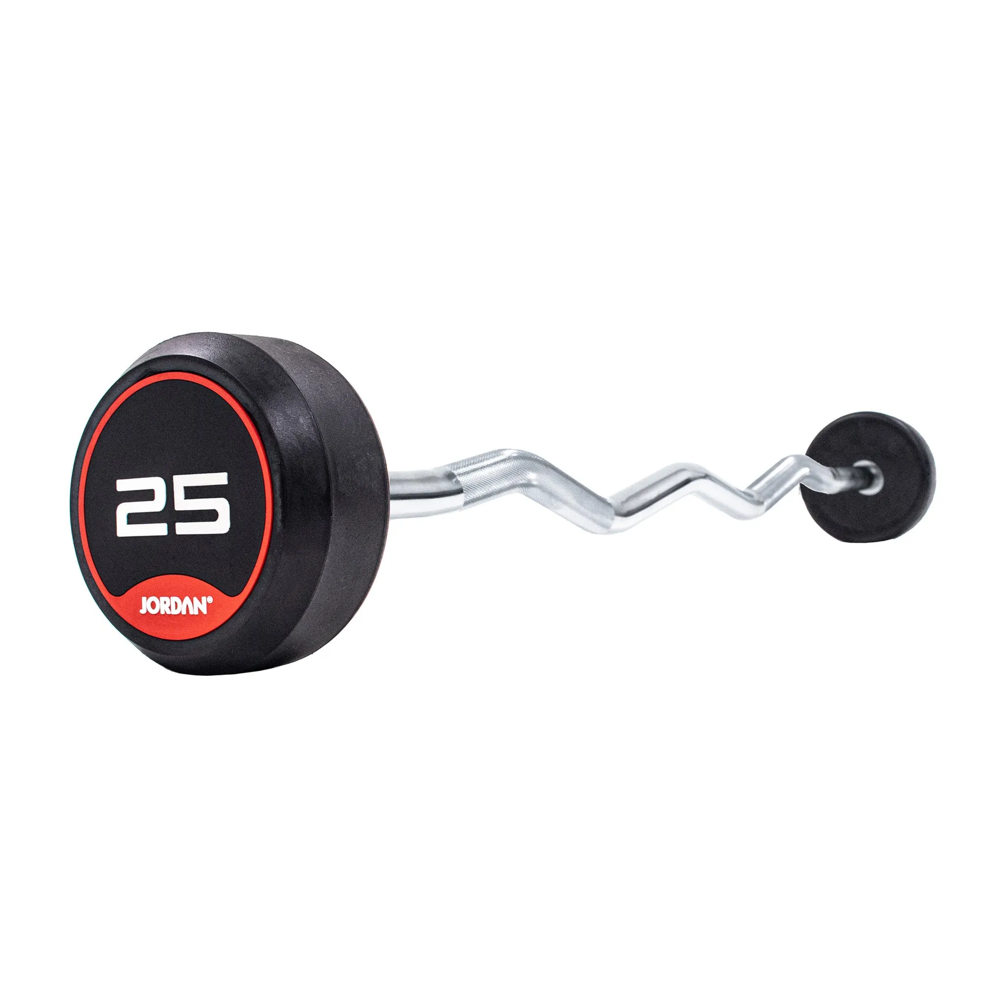 JORDAN® Rubber Barbells - Curl Bar (Red)