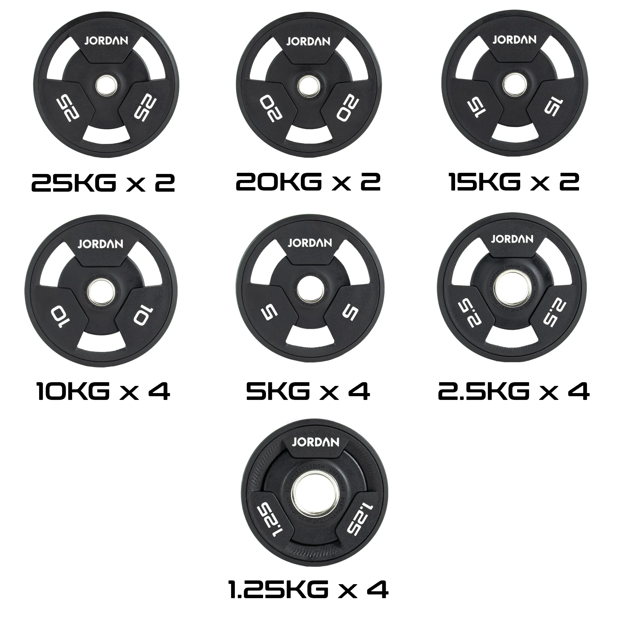 JORDAN® Urethane Tri-Grip Olympic Plates - NEW DESIGN