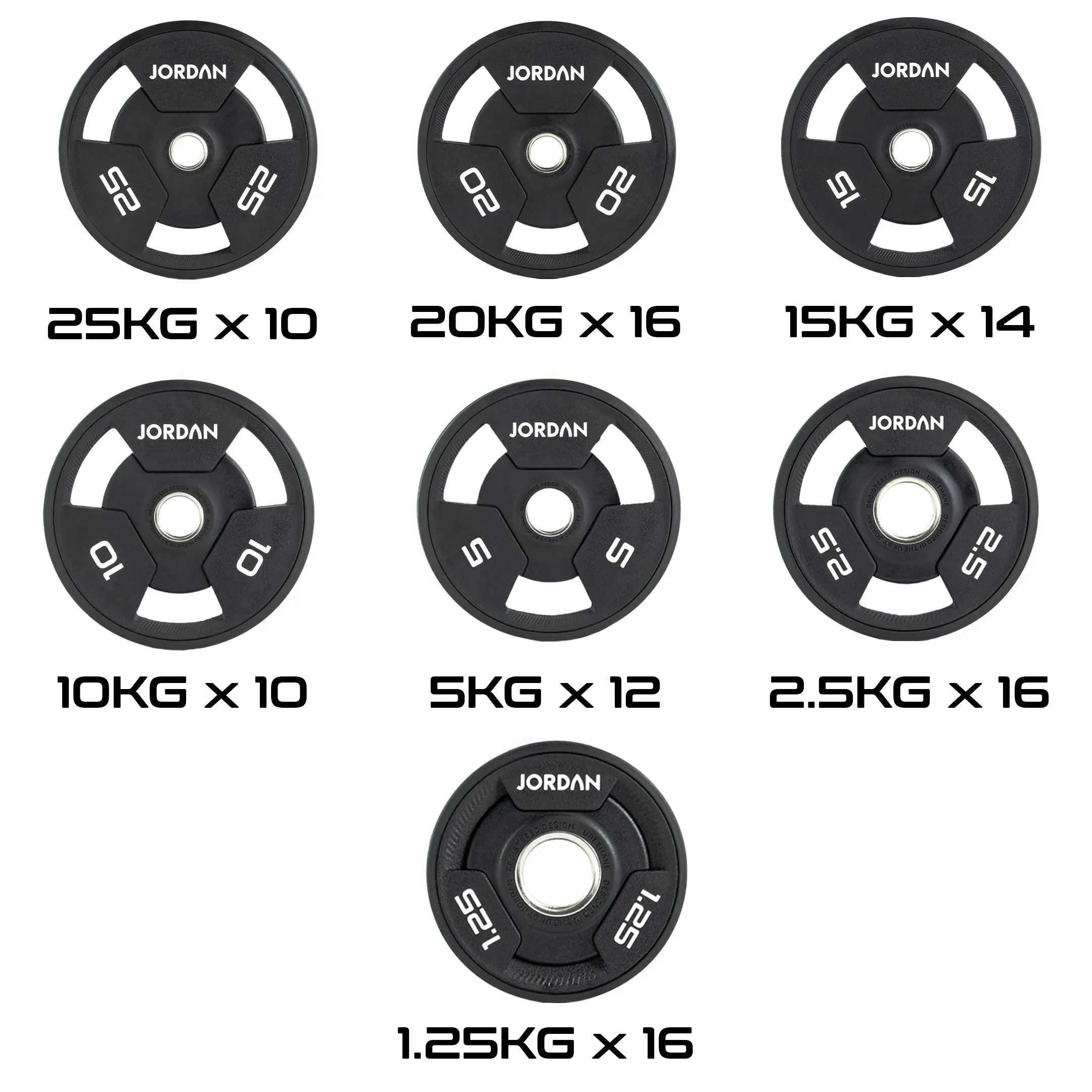 JORDAN® Urethane Tri-Grip Olympic Plates - NEW DESIGN