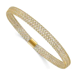 Lightweight Two-Toned Mesh Bangle Bracelet (14K)