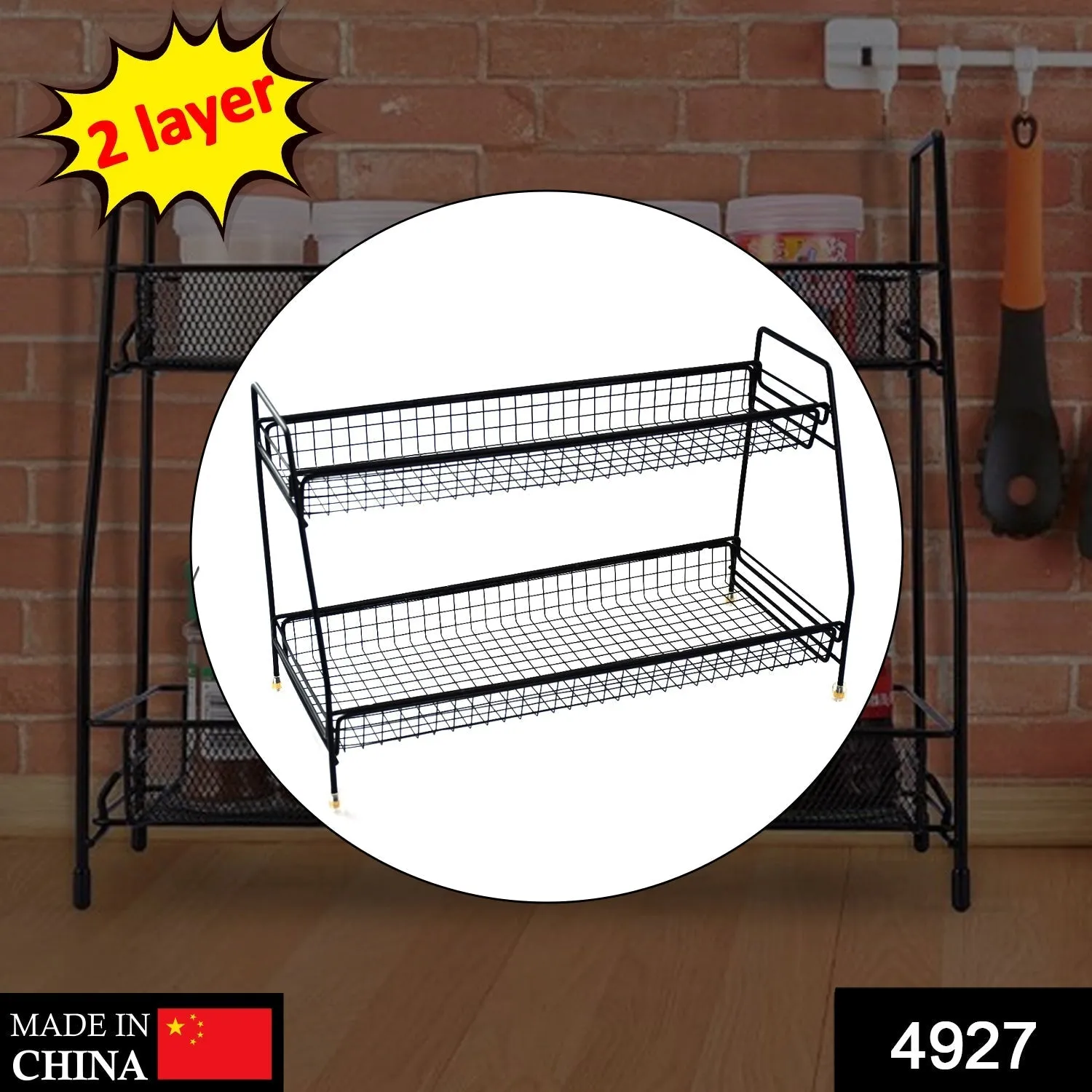 Metal Space Saving Multi-Purpose 2 Tier 2 Layer Kitchen Spice Rack Storage Organizer Shelf Stand .