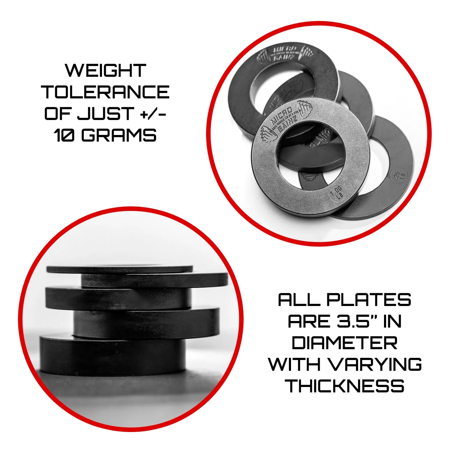 Micro Gainz Olympic Size Fractional Weight Plates Pair of .25LB Plates