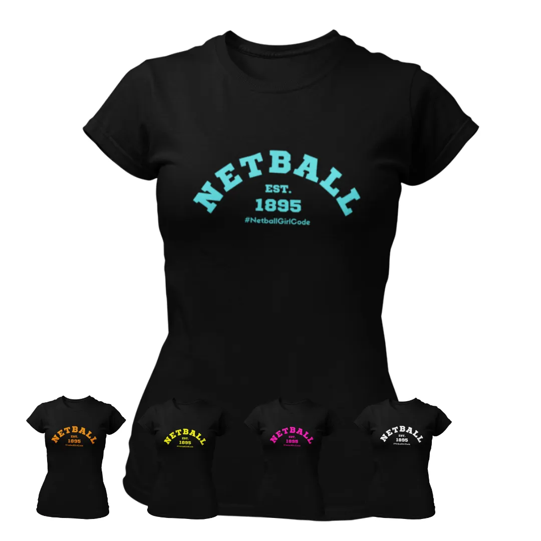 'Netball Varsity' Fitness Women's Black T-Shirt