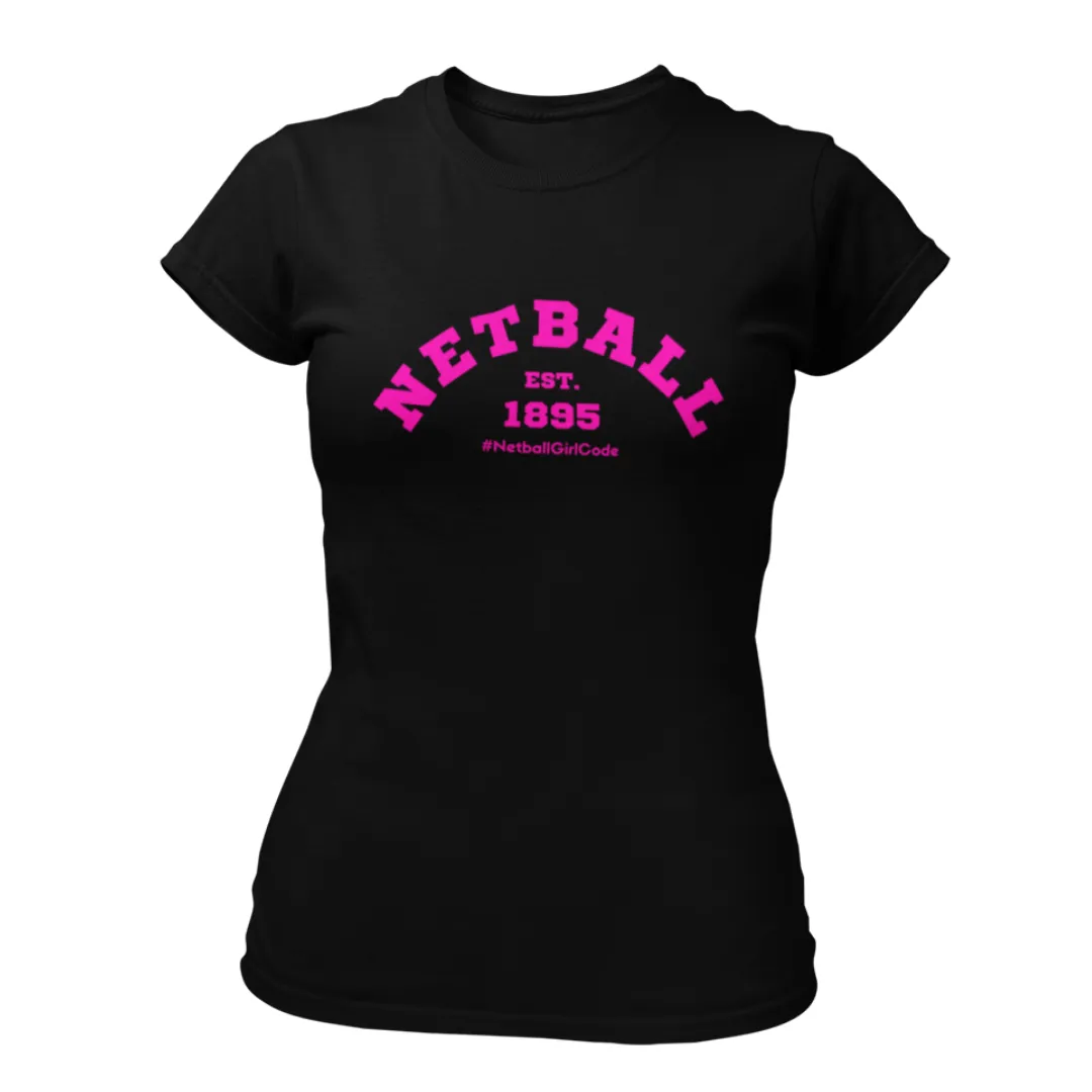 'Netball Varsity' Fitness Women's Black T-Shirt