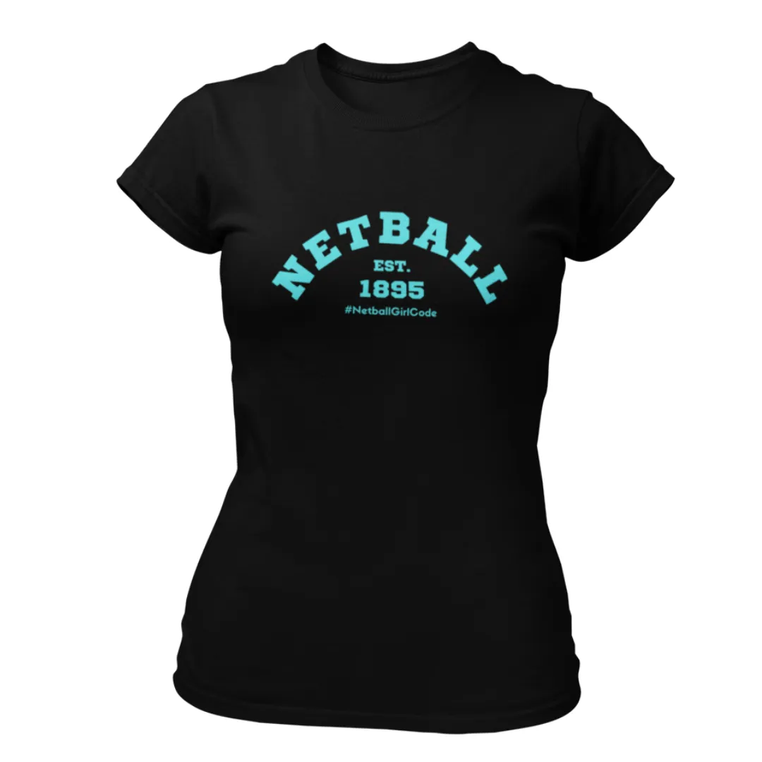 'Netball Varsity' Fitness Women's Black T-Shirt
