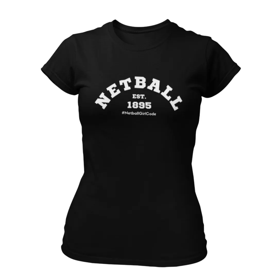 'Netball Varsity' Fitness Women's Black T-Shirt