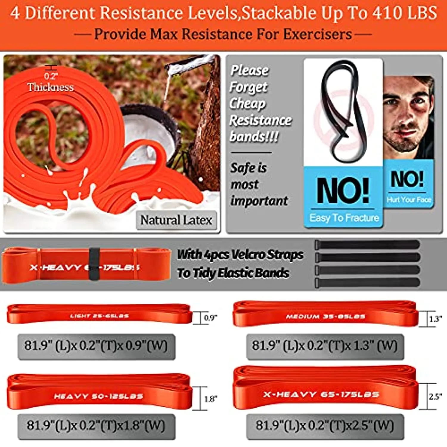 Portable Extra Heavy Home Gym Resistance Band Bar Set with 4 Stackable Resistance Bands,Detachable Full Body Workout Equipment Exercise Bar Kit,500LBS Longer Bar with Bands,Workout Guide Included