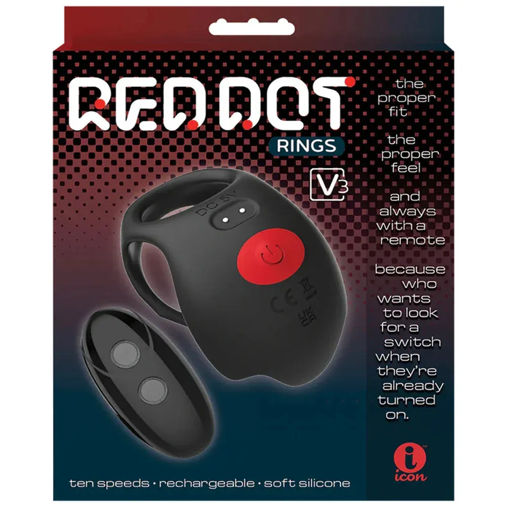 Red Dot Rings - V3 -  USB Rechargeable Vibrating Cock & Ball Ring with Remote