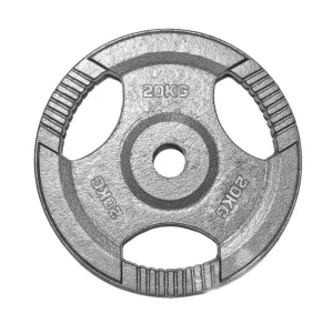 Standard 1" Tri-Grip Cast Iron Weight Plate 20kg Silver