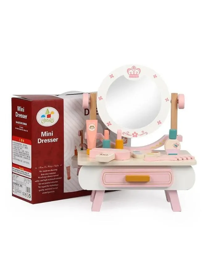 Wooden Mini Pink dressing Table Children's table and chair role-playing game Play as a family toy