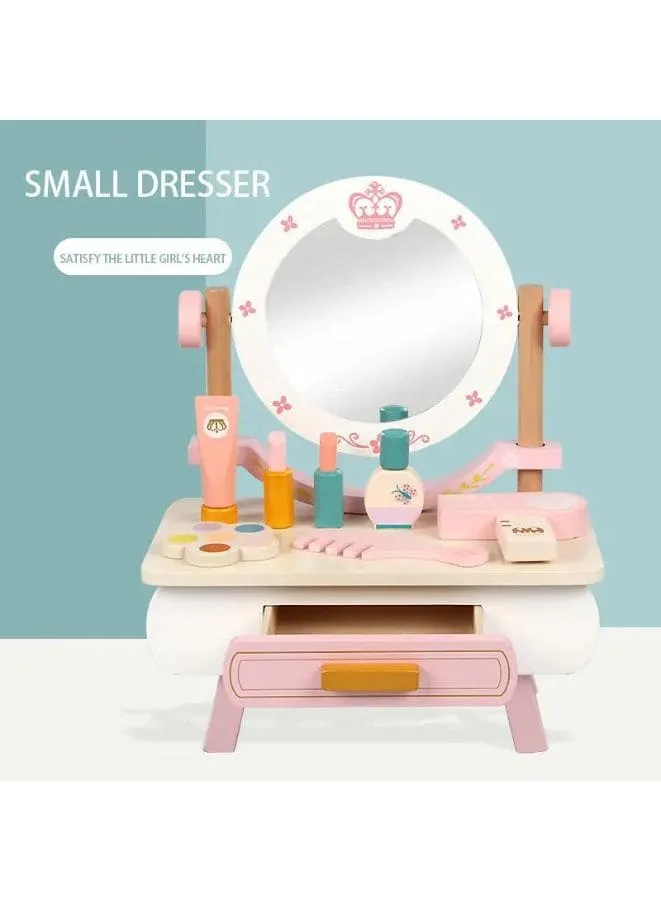 Wooden Mini Pink dressing Table Children's table and chair role-playing game Play as a family toy