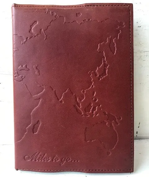 World Map Leather Journal