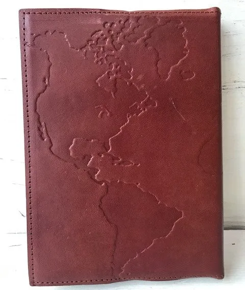 World Map Leather Journal